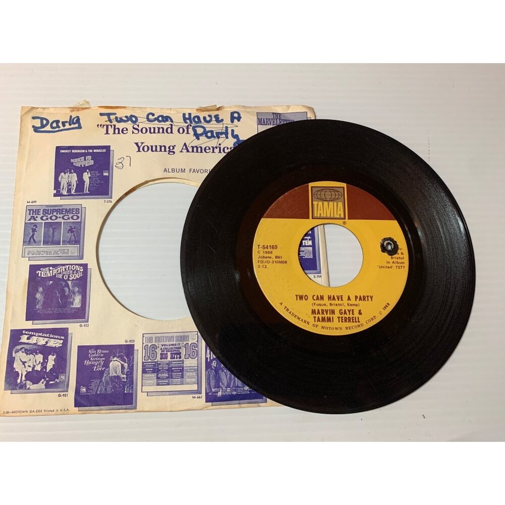 Vintage 1968 Tamla 7" Vinyl Record Marvin Gaye & Tammi Terrell "Two Can Have A P